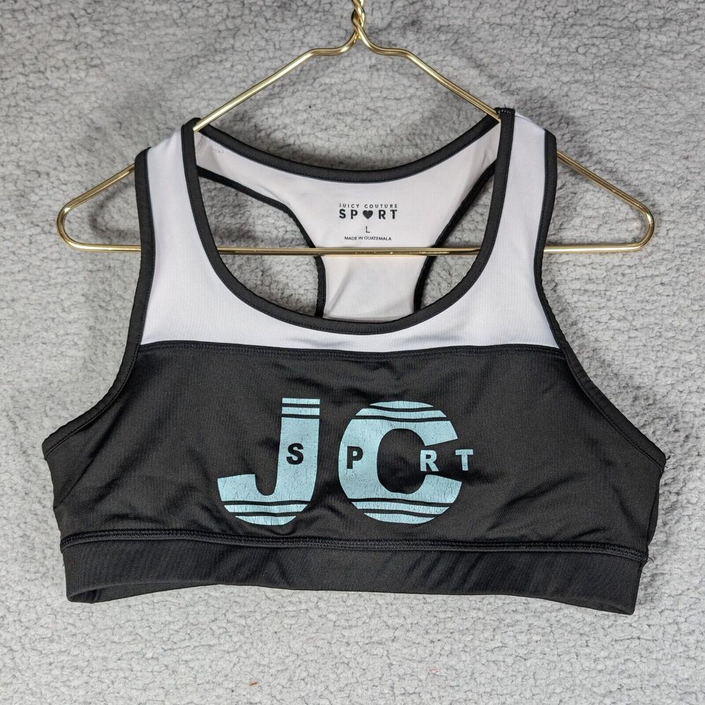 Juicy Couture Sports Bra Womens Size Large Black White Juicy Couture Sport